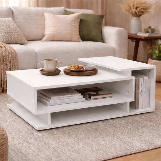 Divysa Center Table for Living Room | Wooden Coffee Table with Storage Shelves Engineered Wood Coffee Table