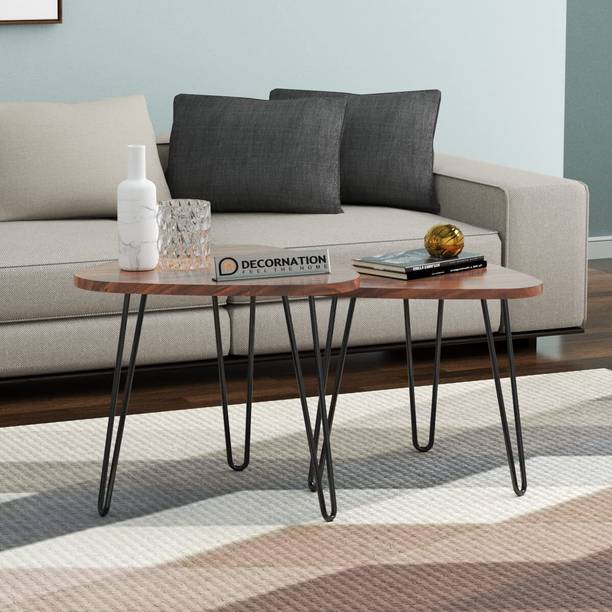 DecorNation Lawanya Coffee Table Set of 2 Solid Wood Coffee Table