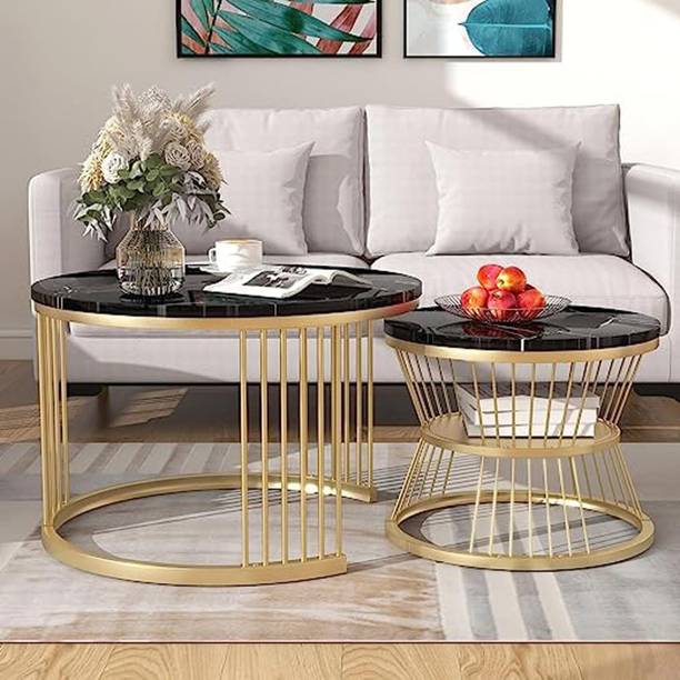 TRADITIONALCRAFT Modern Nesting Table set of 2( Gold & Black ) Engineered Wood Coffee Table