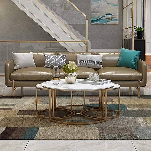 Giftoshopee Nesting Coffee Table with marble finishing top of wood Metal Nesting Table