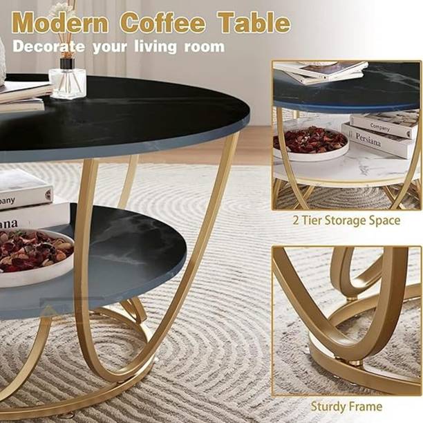 ALM SHOPPEE Round Coffee Table Modern Sofa Side Table for Living Room End Table Engineered Wood Coffee Table