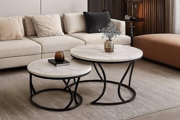 CROWN ART SHOPPEE Luxury Marble-Soul Nesting Coffee Tables – Set of 2 Engineered Wood Coffee Table