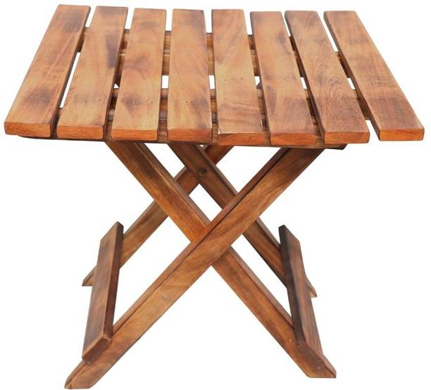 VDIX Handmade Wooden Natural Brown Foldable, Adjustable Coffee Table 13 Inch Solid Wood Coffee Table