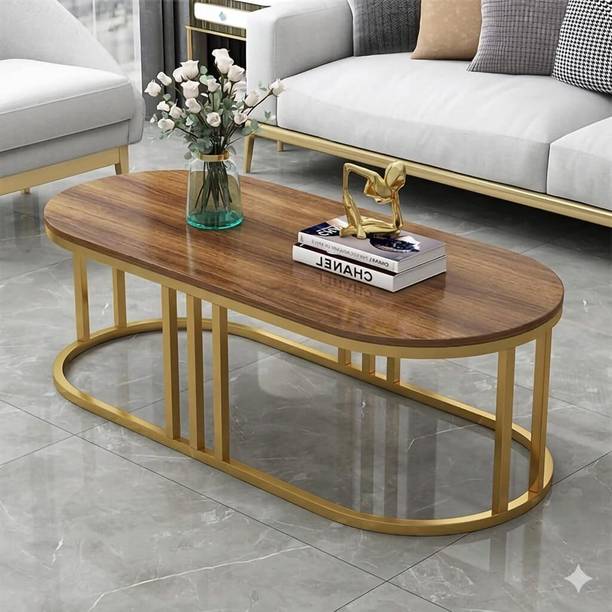 Aaliya mart Modern Oval Coffee Table with Open Storage Shelf for Living Room Engineered Wood Coffee Table