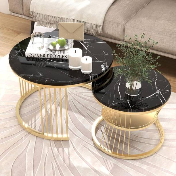 The Evozal Craft Iron frame table living room bed room mdf top (Gold Black) Engineered Wood Coffee Table