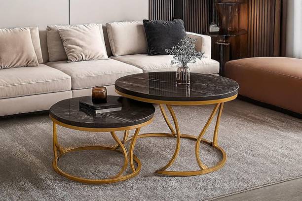 SMT Luxury Marble-Soul Nesting Coffee Tables – Set of 2 Engineered Wood Coffee Table