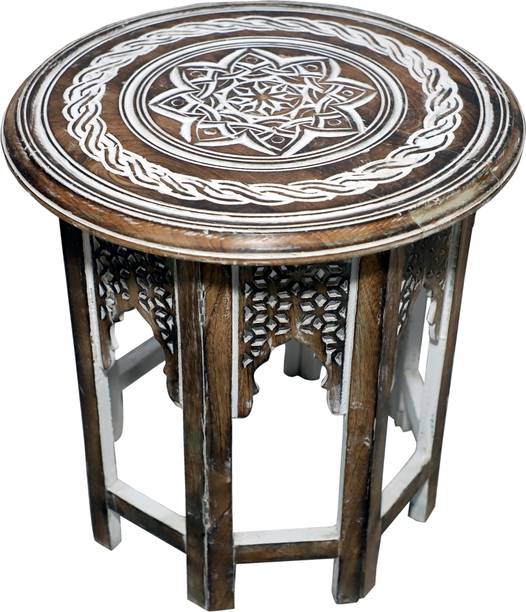 Artesia Wooden Handcrafted Carved Solid Folding Antique Color Coffee Table Solid Wood Side Table