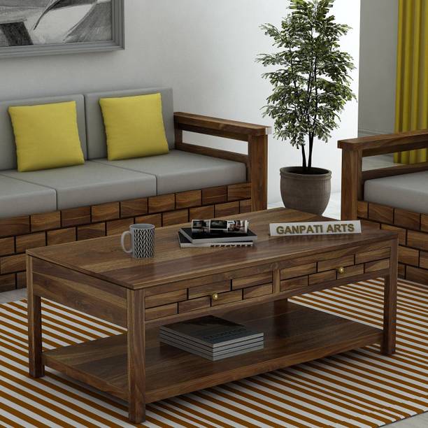 Ganpati Arts Sheesham Wood Center/Coffee/Tea Table With Drawer Storage For Livingroom/Office Solid Wood Coffee Table