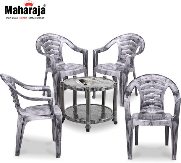 MAHARAJA Classic Coffee Table Set | 4 Chairs & 1 Plastic Coffee Table