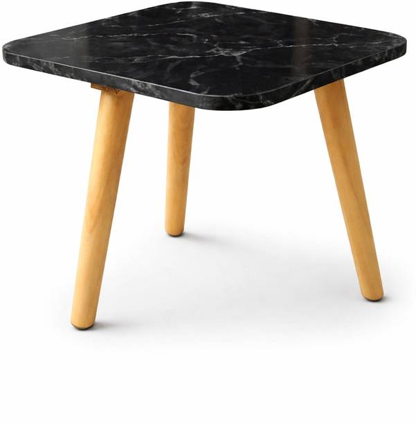 CROWN ART SHOPPEE Modern Square Marble Finish Top Wooden Tripod Legs Foldable Engineered Wood Coffee Table