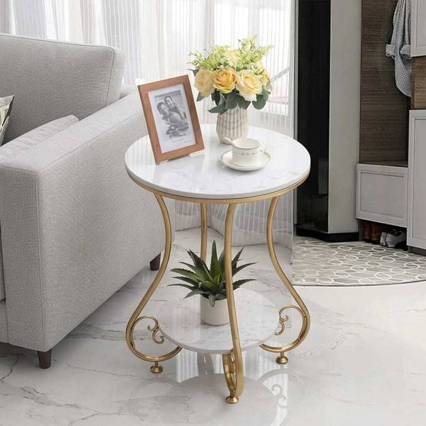 MH Enterprises Luxury Marble Finish Metal Side Table Series Engineered Wood Coffee Table