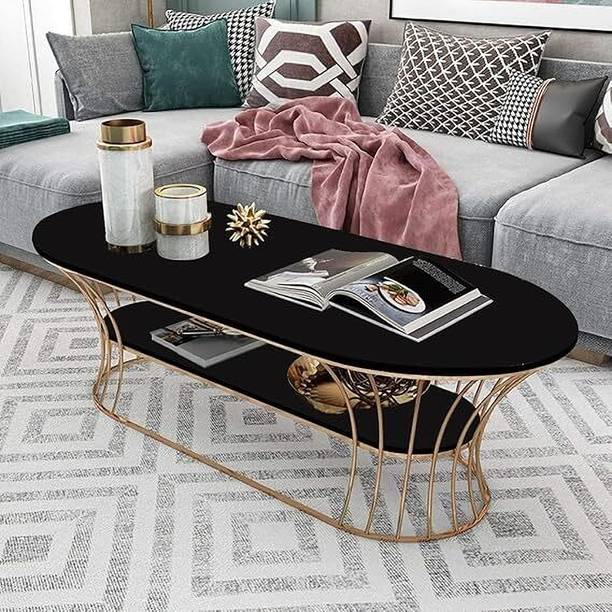 Suhailbrothers Metal Oval Coffee Table Living Room Sofa Side Cabinet Small Table Engineered Wood Coffee Table