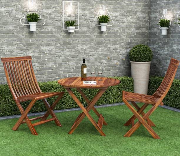 PR FURNITURE Solid Sheesham Wood Patio Outdoor/ Indoor Folding Coffee Table With Chairs | Solid Wood Coffee Table