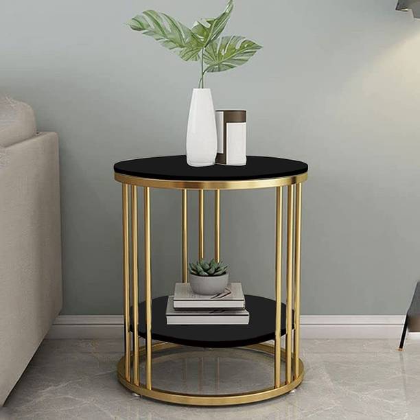 TAXOZY Coffee Table for Living Room Table Top In Wood Marble Finish Gold Metal Frame Engineered Wood End Table