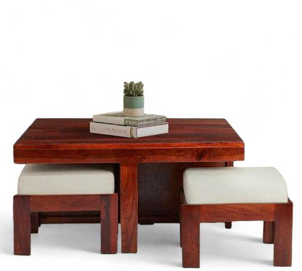 Ikiriya Blane Sheesham ( Rosewood ) Accent Center Table Set with 4 Stools Solid Wood Coffee Table