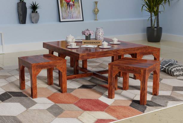 WOODENJOY Sheesham Wood 4-Seater Coffee Table/Centre Table/Tea Table for Home/Livingroom Solid Wood Coffee Table