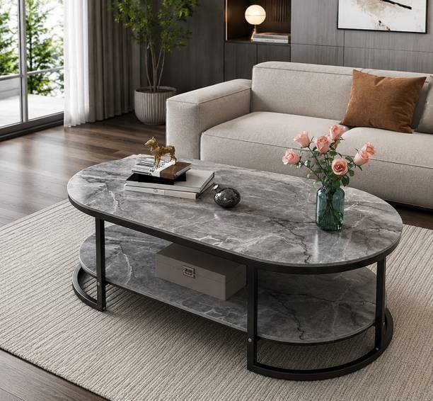 GiftArtsShoppee Modern Coffee Table for Living Room,Heavy Duty iron Center Table Engineered Wood Coffee Table