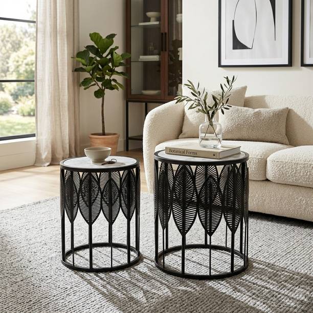 The Merchant Store The Merchant Store SET OF 2 PC Laser Cut Design Modern Premium Metal Coffee Table