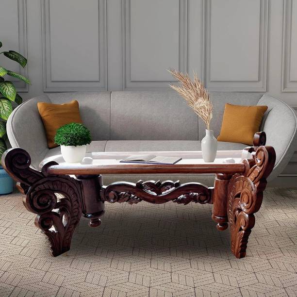 W.S.HANDICRAFTS Sheesham Wood Carved Coffee Table for Living RoomProvncial Finish (mirrorless) Solid Wood Coffee Table