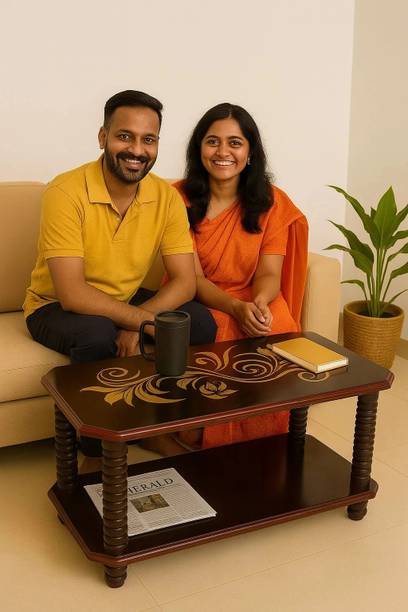 PEDPIX Wooden Tea Table| Teapot | Elegant Print Design |DIY Wooden Table Engineered Wood Coffee Table