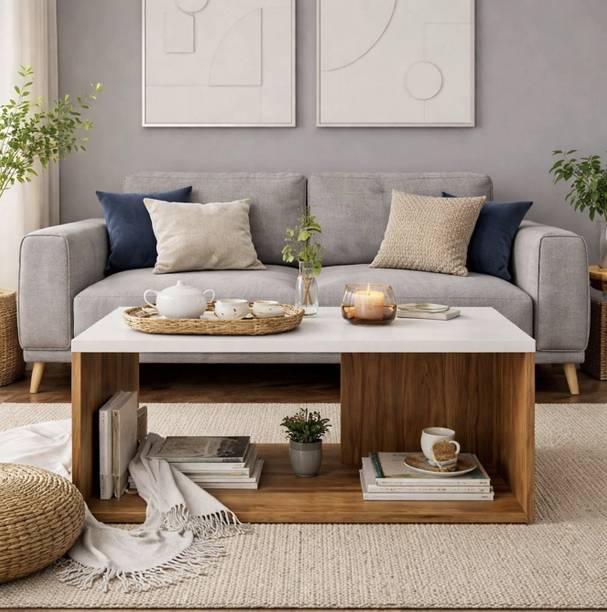 URBAN KHAATI Wooden Coffee Table with Open Storage| Modish Center Table for Living Room| Engineered Wood Coffee Table