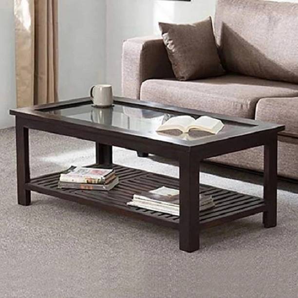 Banshi Sheesham Wood Glass Top Coffee Table|Modern Wooden Center Table for Living Room Solid Wood Coffee Table
