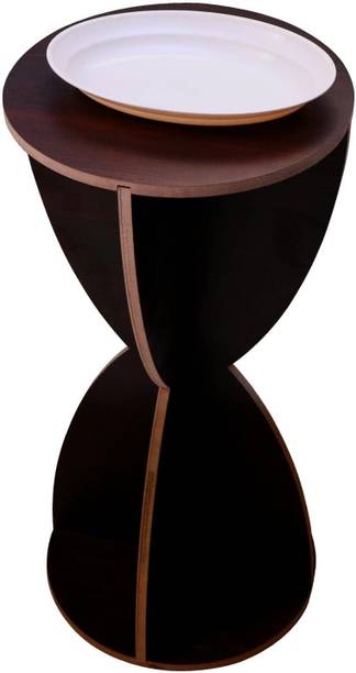 HUEX Stylish Modern Round Coffee Table, Bedside End Table with Magazine Holder Solid Wood Coffee Table