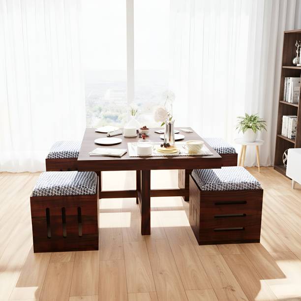 Shree Jeen Mata Enterprises Solid Sheesham Wood Coffee Table With Four Stool For Living Room Solid Wood Coffee Table