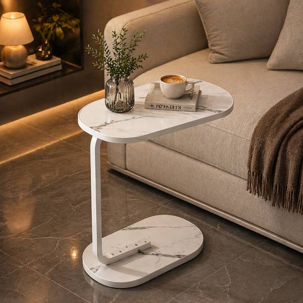 Toriyox Ovel Shape Coffee Table The Elegance of Metal Marble Finish Engineered Wood Coffee Table