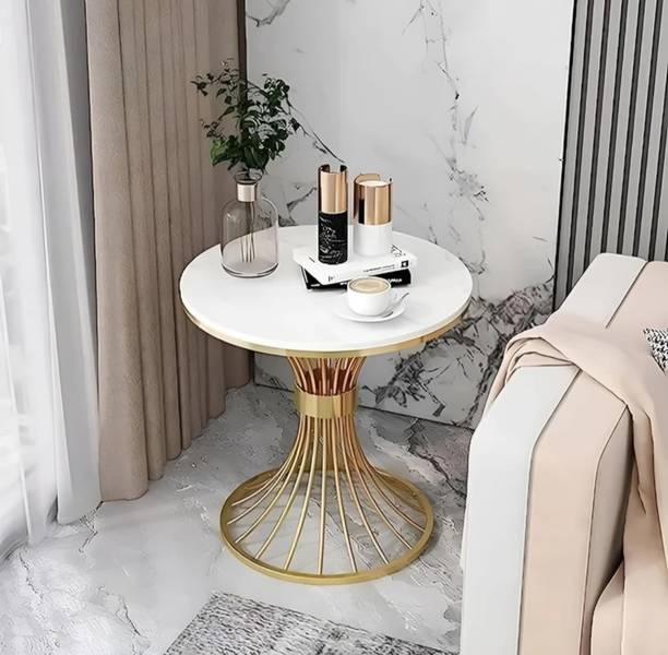 Vuhome Round Coffee table end table with beautiful marble structure for living room Engineered Wood Coffee Table
