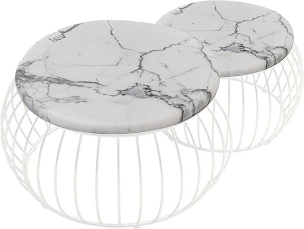 Nesfur Nesting Round Coffee Table Set with Metal Frame for Living Room Engineered Wood Coffee Table