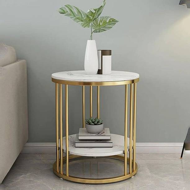 Craftmakers Trendy Round Coffee & Snack Table – Small Room Side Table in Metal Finish Metal Coffee Table