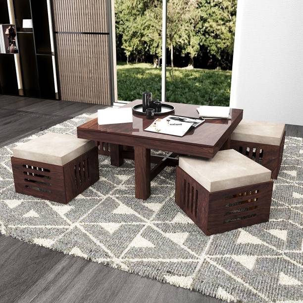 UNITEK FURNITURE Sheesham (Rosewood ) Tea Table With Stool Solid Wood Coffee Table