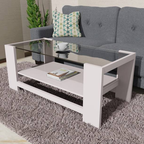 ELTOP Engineered Wood Coffee Table With Glass for Living Room Engineered Wood Coffee Table