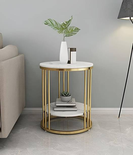 TRADITIONALCRAFT Marble Top Side Table Gold: Small Circle End Tables Engineered Wood Coffee Table