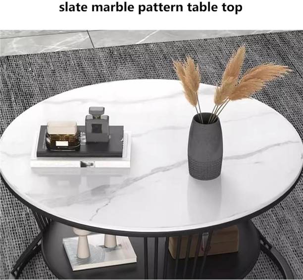 woodsy shoppe Modern Marble-Top Nesting Coffee Table with Lower Shelf Engineered Wood Coffee Table