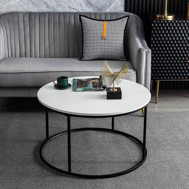Indian Decor XL2803 Round Coffee Table for Living Room, Modern Circle Coffee Tables Engineered Wood Coffee Table