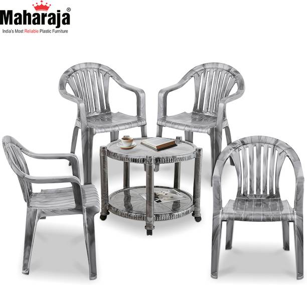 MAHARAJA Combo For Indoor & Outdoor | 4 chair & 1 Plastic Coffee Table
