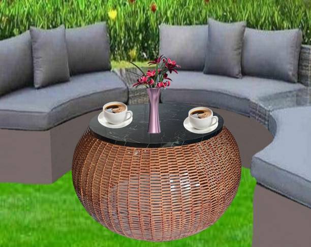 GlowMetal Wood Tabletop and Metal Frame Round Side Table Living Room Round shape Solid Wood Coffee Table