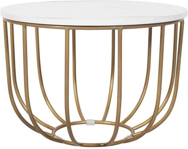 Nesfur Engineered Wood Metal Round Coffee Table,Center Tea Table For Kitchen Engineered Wood Coffee Table