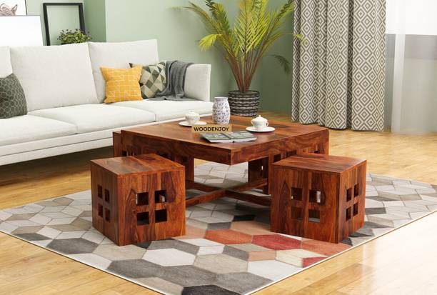 WOODENJOY Sheesham Wood 4-Seater Coffee Table/Centre Table/Tea Table for Home/Livingroom Solid Wood Coffee Table