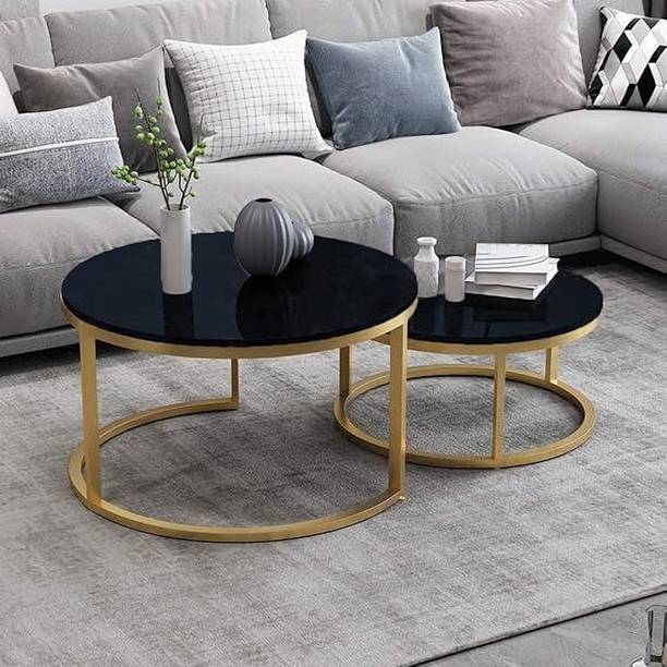 Yusha handicrafts Home Décor Furniture Round Side Tea Coffee Table Set of 2 Engineered Wood Coffee Table