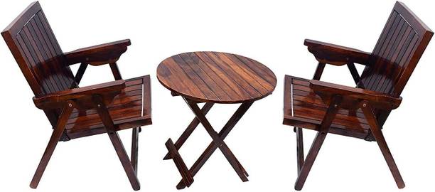 WayWood Sheesham Wood 4 Seater Outdoor Set with 4 Chairs|Garden /Patio/Balcony Furniture Solid Wood Coffee Table