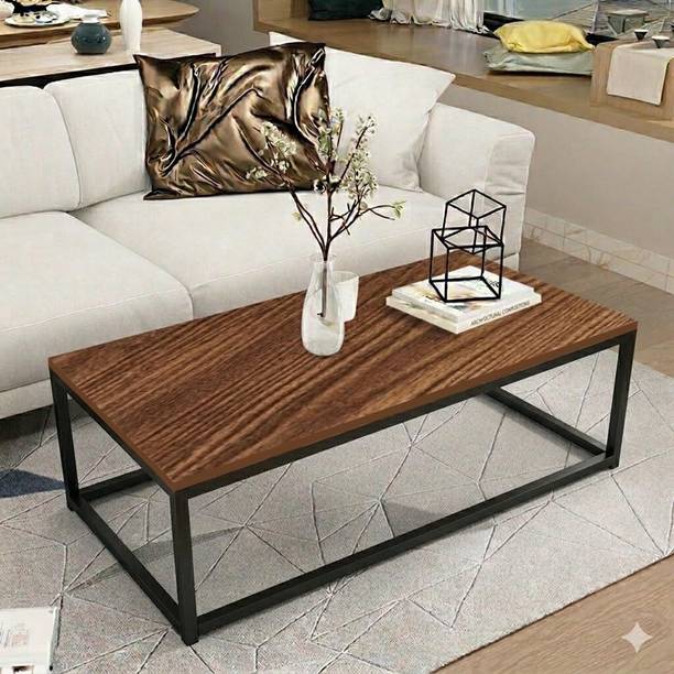 Vuhome Modern Engineered Wood Coffee Table with Black Metal Frame Engineered Wood Coffee Table