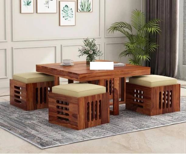Devsignature Sheesham Wood Center Table With Stool/Wooden Coffee Table For Home Solid Wood Coffee Table