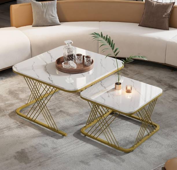 Vuhome Square coffee table set of 2 with beautiful texture for living room Engineered Wood Coffee Table