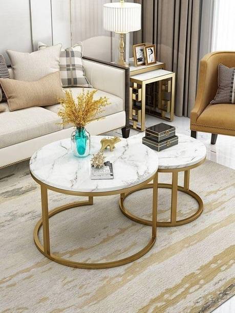 zircon collection Zircon Interiors Modern Metal Round Table for Home & Office Engineered Wood Coffee Table