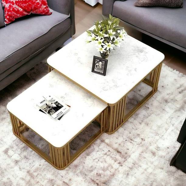 ALM SHOPPEE Square Coffee Table Set of 2 Modern Minimalist Style Furniture for Living Room Engineered Wood Coffee Table