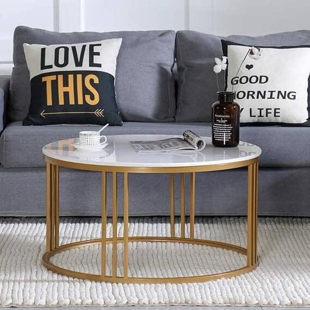 NICraft Round Modern Middle Century Coffee Table with Engineered Wood Marble Table Engineered Wood Coffee Table