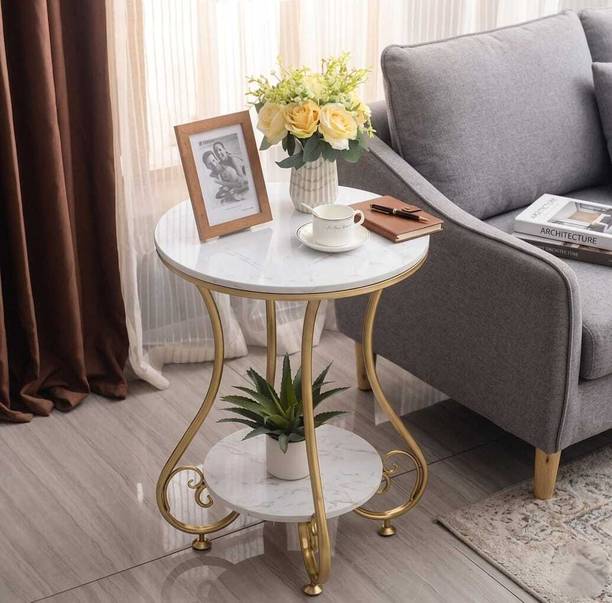 MH Enterprises Luxury Marble Finish Metal Side Table Series Engineered Wood Coffee Table